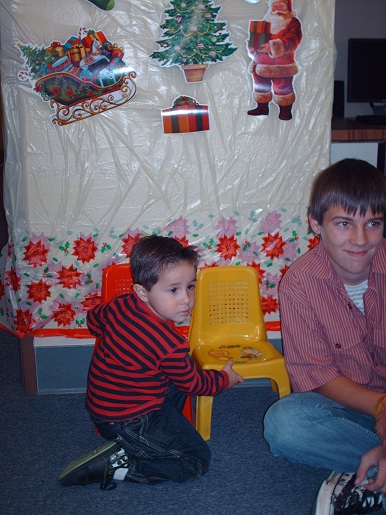 Two children at the Christmas party